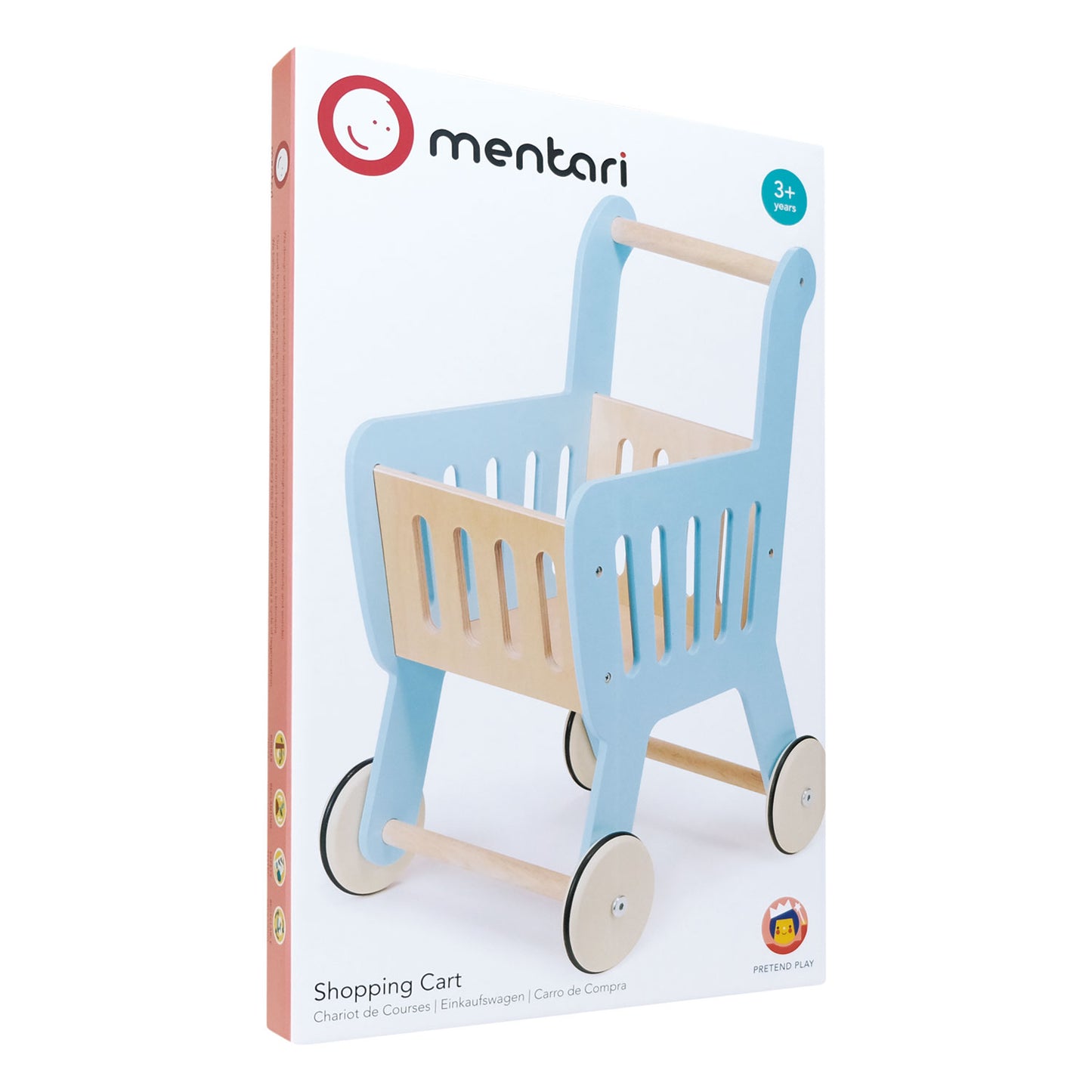 Wooden shopping cart toy for pretend play to enhance imaginative skills by Froglet Toys