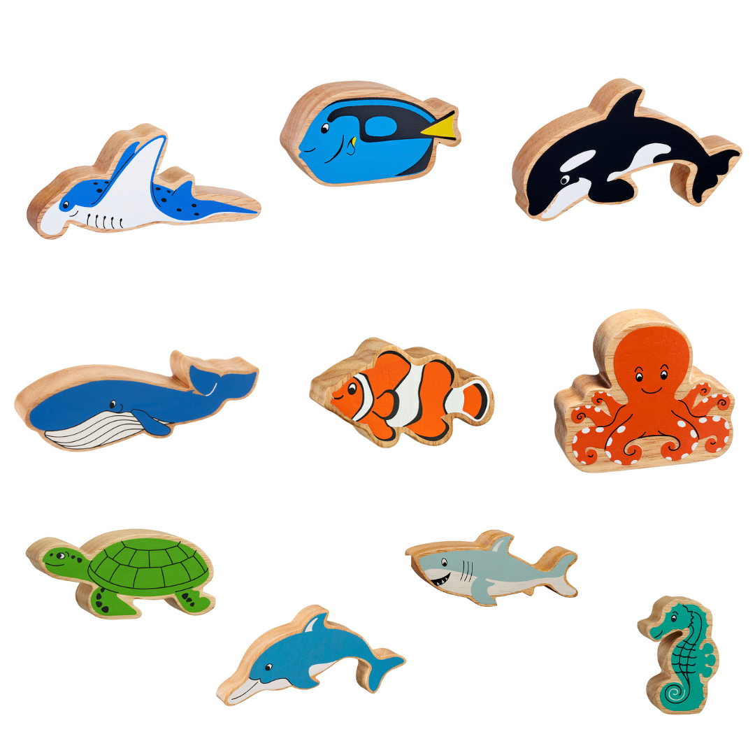 Sealife animals bundle of 10, eco-friendly wooden toys by Froglet Toys