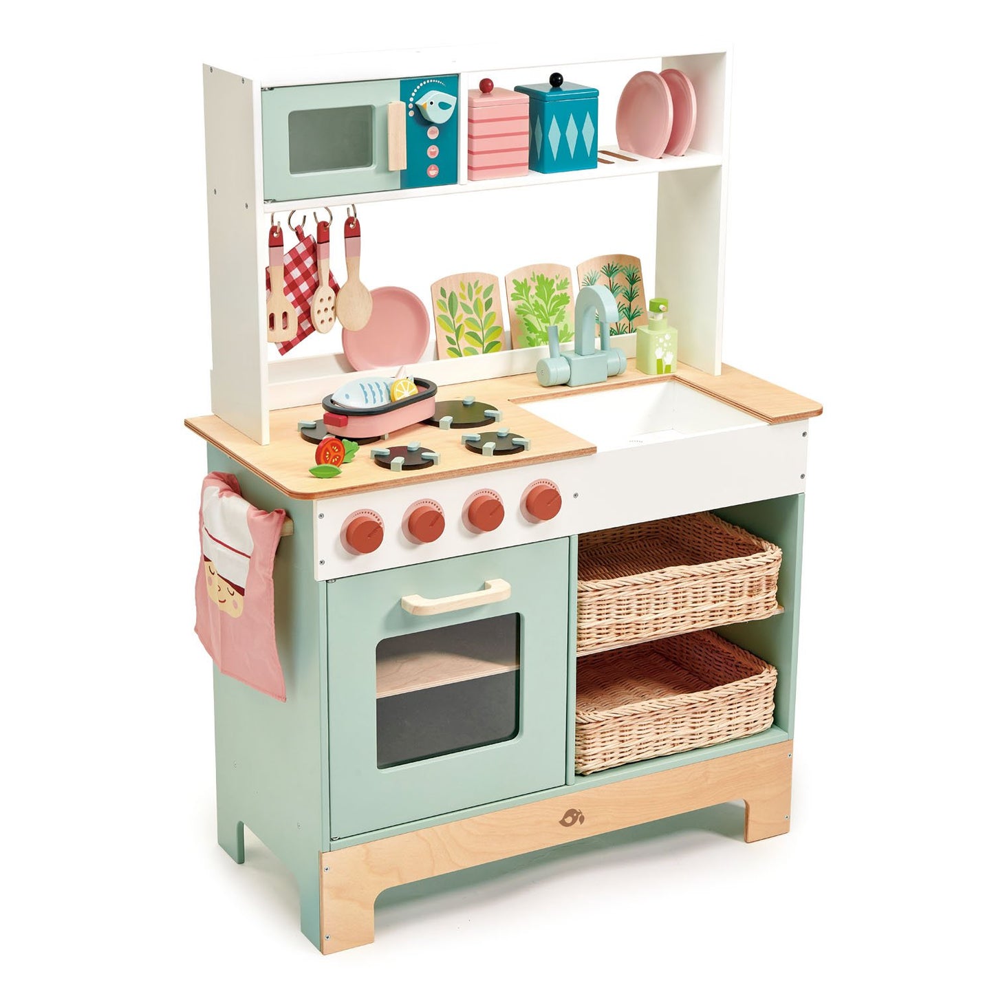 Tender Leaf Toys Wooden Kitchen Range Montessori Play Kitchen for Kids