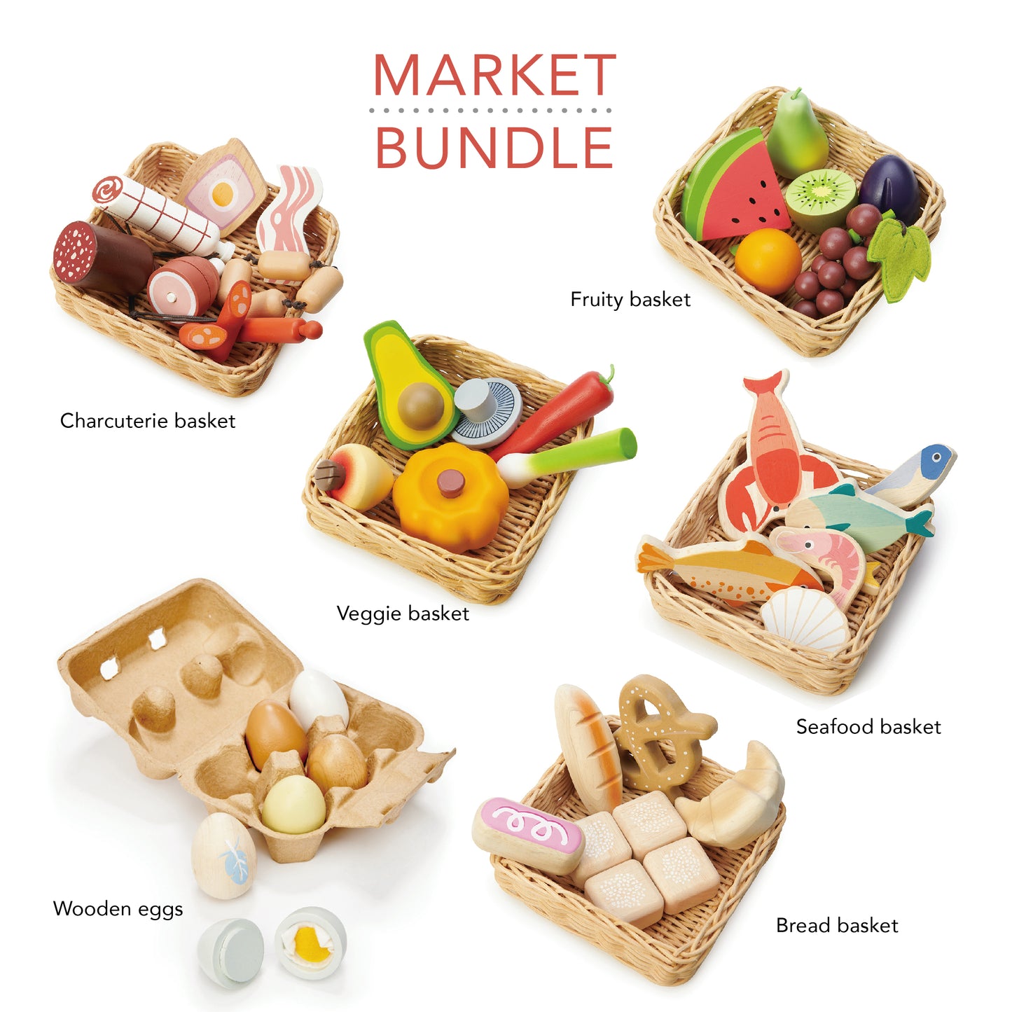 Tender Leaf Toys Market Stall Food Baskets Bundle