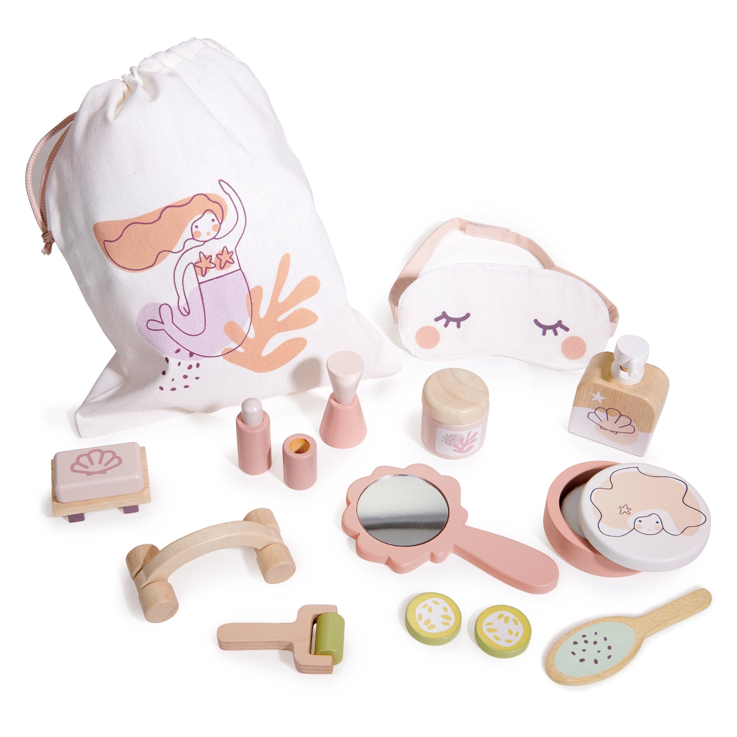 Spa retreat wooden playset for kids with accessories by Froglet Toys
