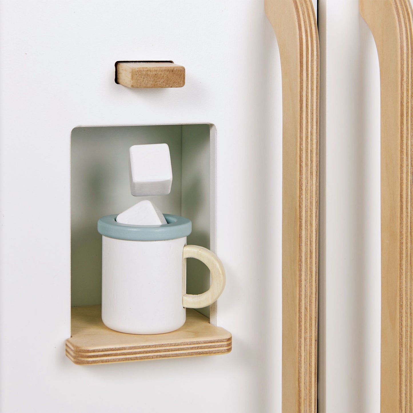 Tenderleaf wooden refrigerator toy for pretend kitchen play, from Froglet Toys
