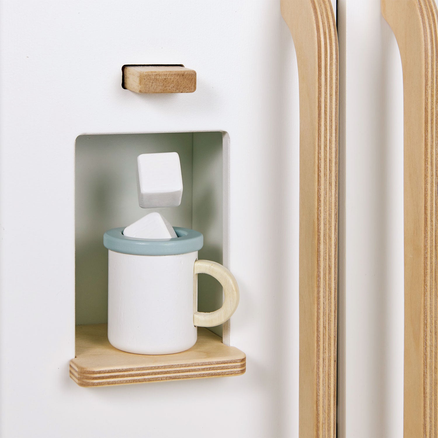 Tenderleaf wooden refrigerator toy for pretend kitchen play, from Froglet Toys
