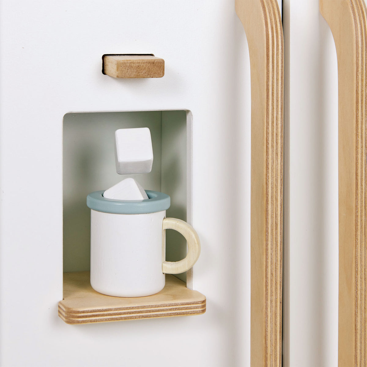 Tenderleaf wooden refrigerator toy for pretend kitchen play, from Froglet Toys
