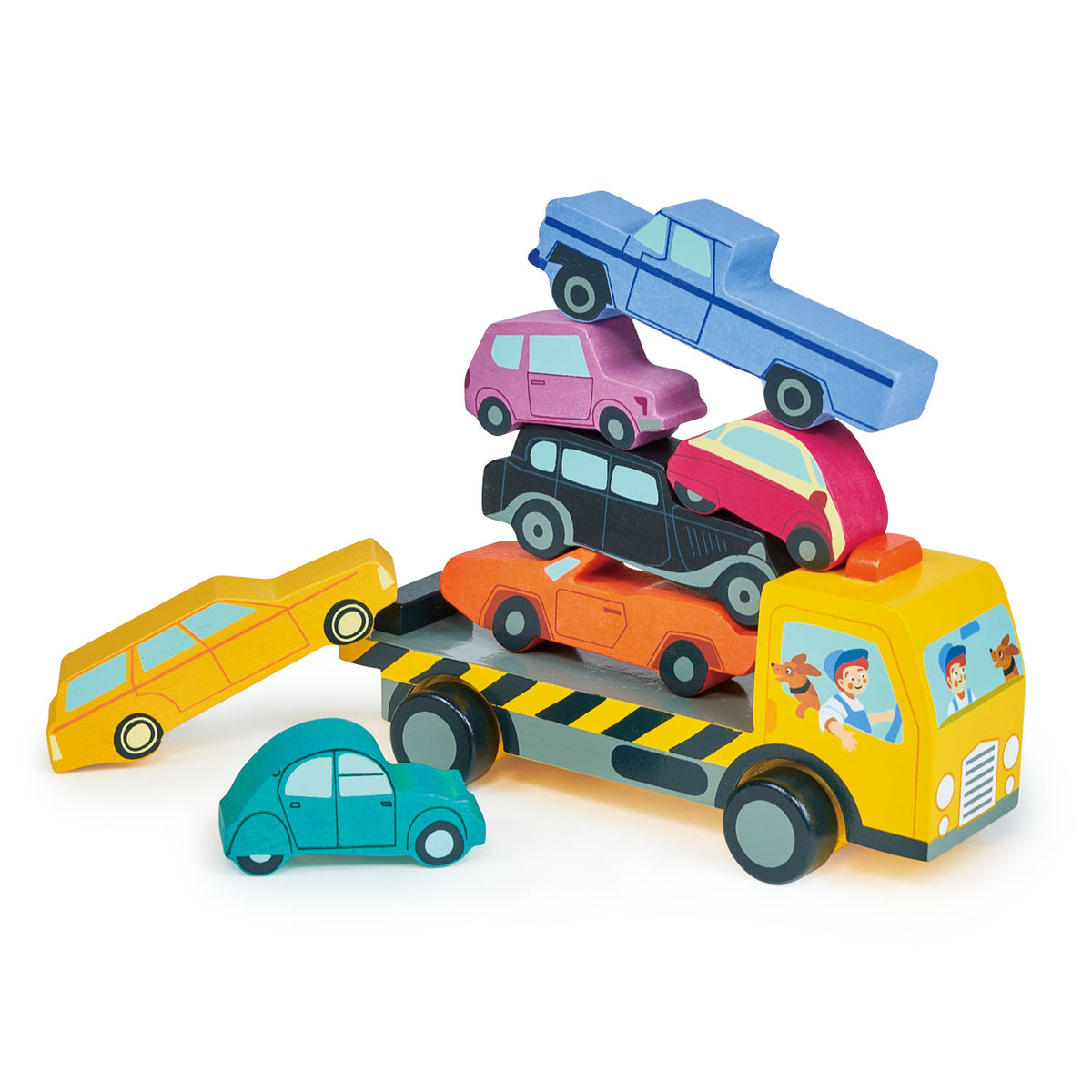 Stacking cars wooden toy set for imaginative play, from Froglet Toys
