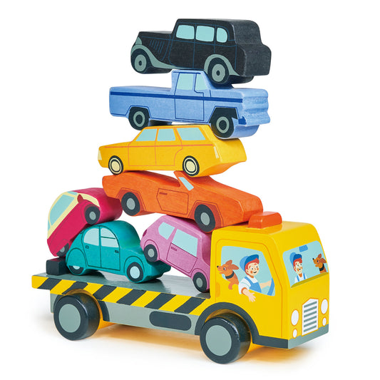 Stacking cars wooden toy set for imaginative play, from Froglet Toys
