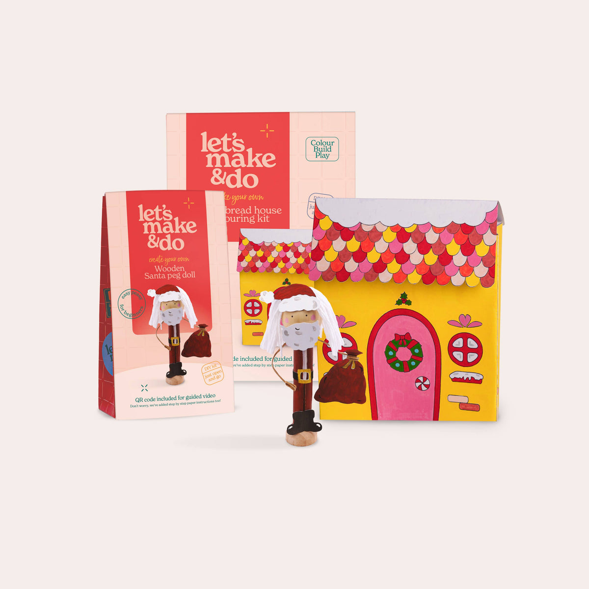 Christmas Santa & Gingerbread House Craft Kit Bundle