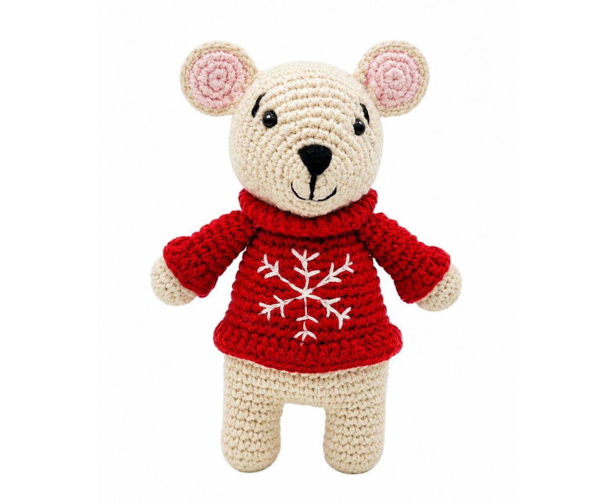 Organic Cotton Christmas Mouse Baby Rattle