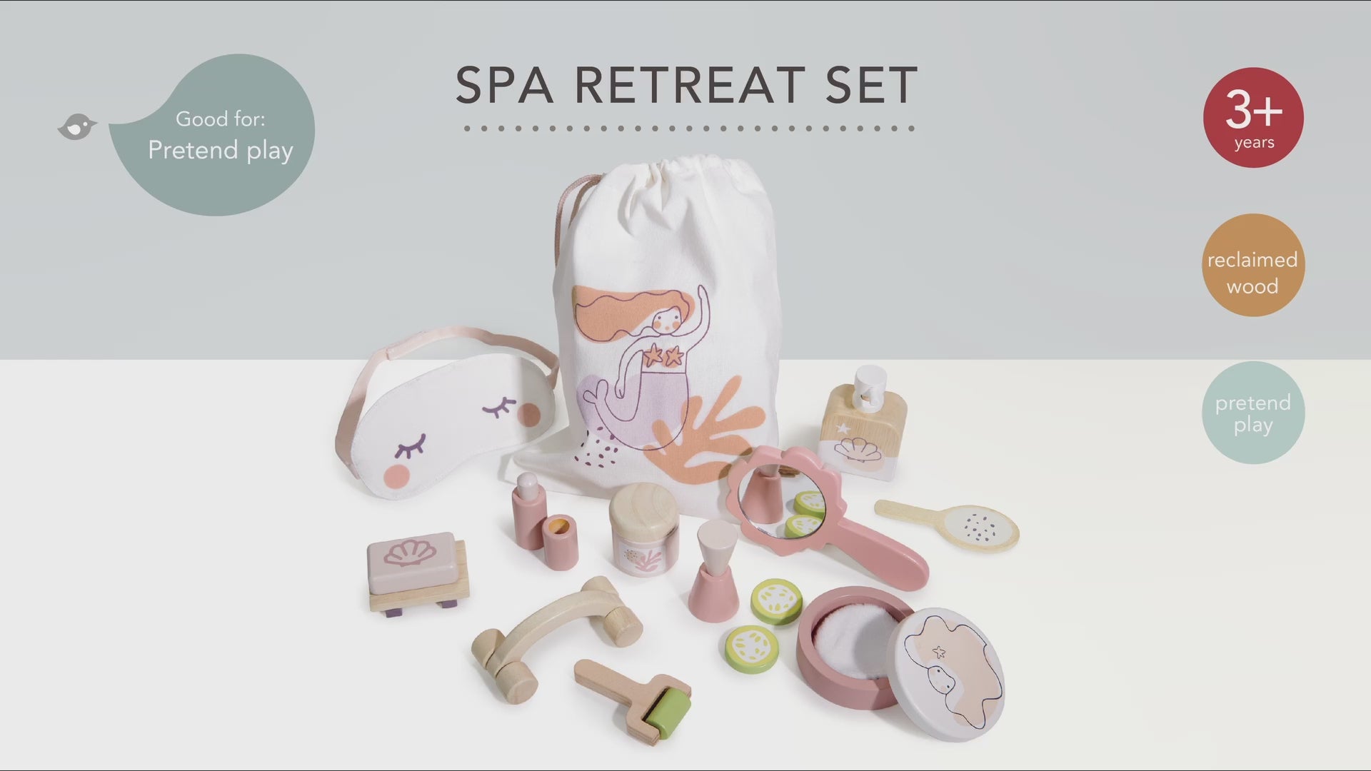 Spa retreat wooden playset for kids with accessories by Froglet Toys
