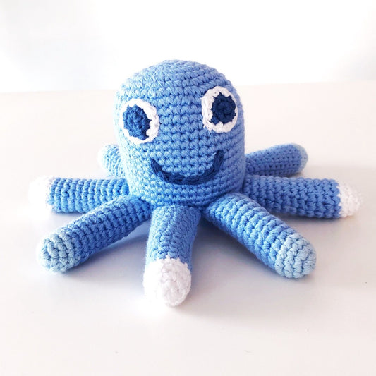 Fairtrade Crochet Blue Octopus Rattle