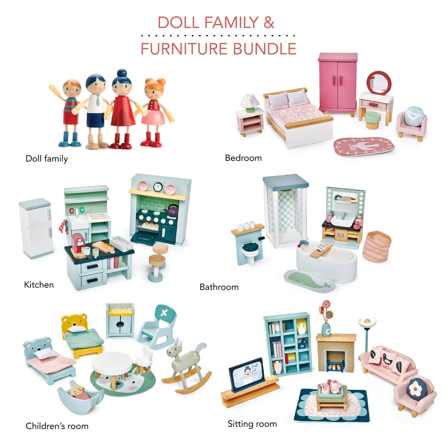 Doll Family and Furniture Bundle
