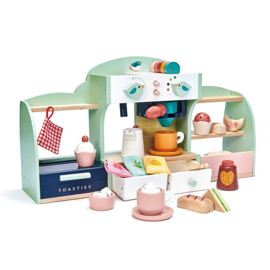 Wooden toy cafe playset 