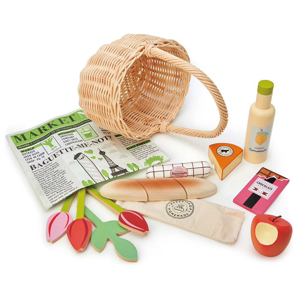 Tender Leaf Toys Wicker Shopping Basket Froglet Toys