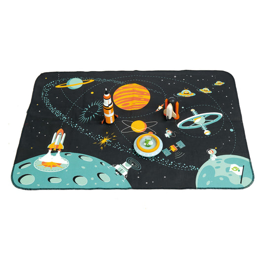 Space adventure play mat for imaginative and educational play, from Froglet Toys
