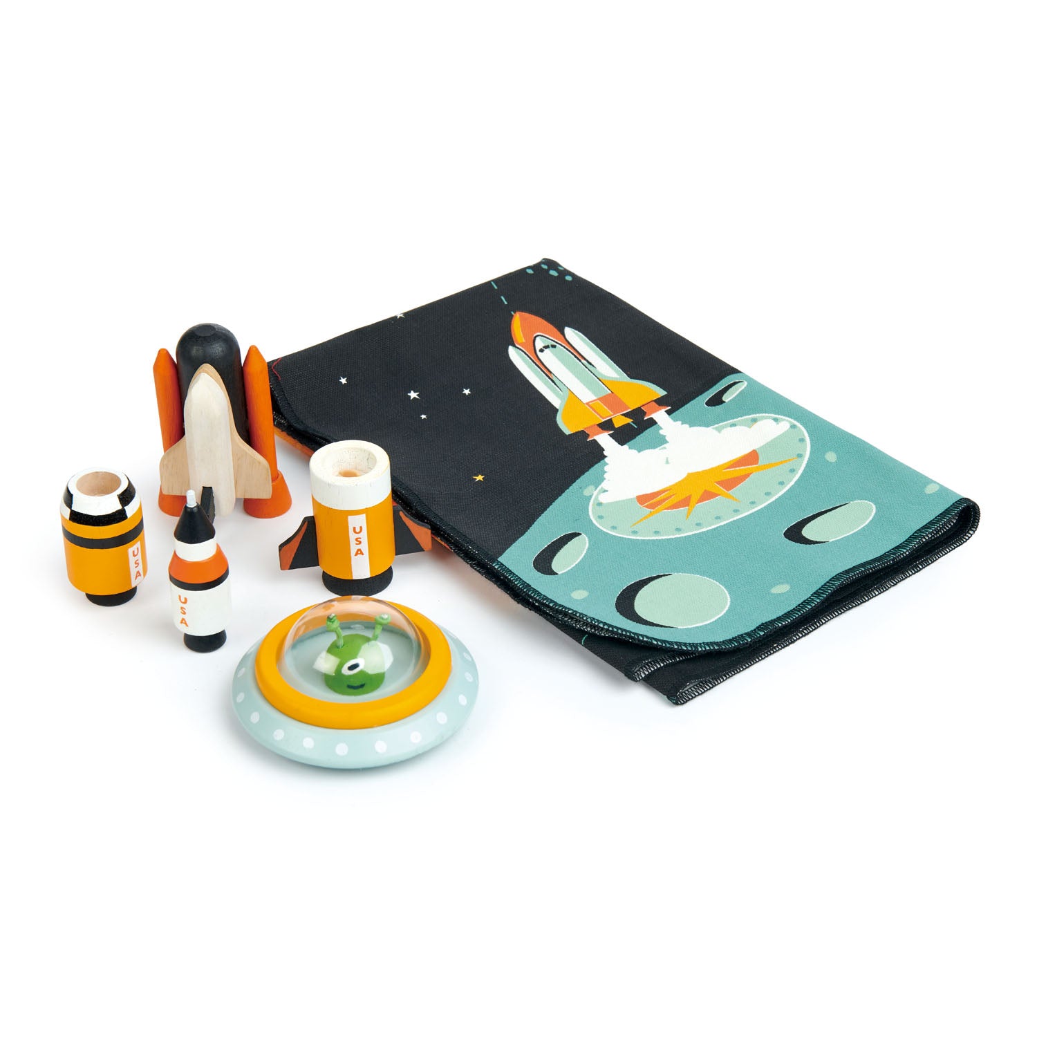 Space adventure play mat for imaginative and educational play, from Froglet Toys
