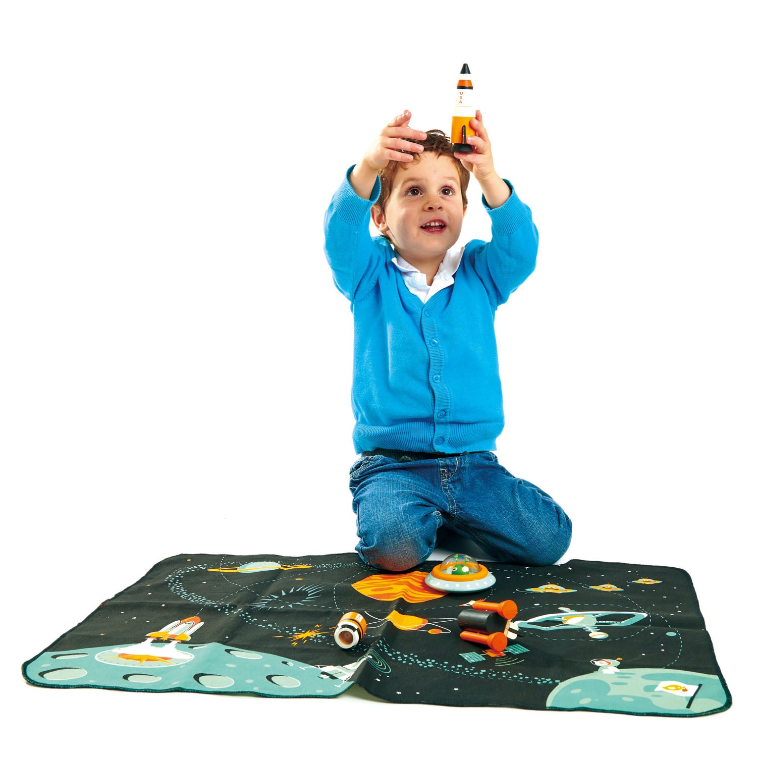 Space adventure play mat for imaginative and educational play, from Froglet Toys
