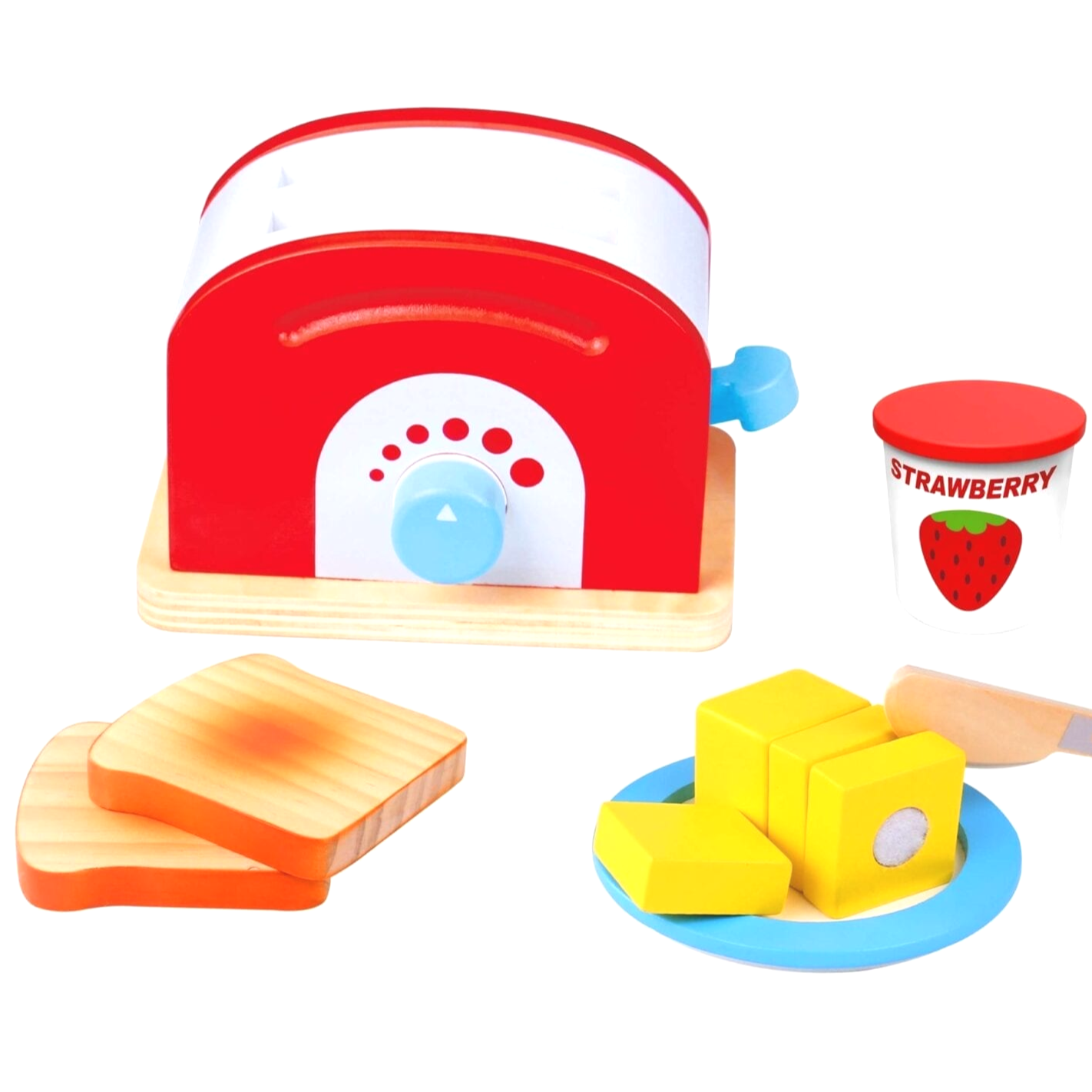 Toaster set for pretend kitchen play by Froglet Toys
