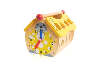 Interactive wooden activity house for toddler play - Froglet Toys

