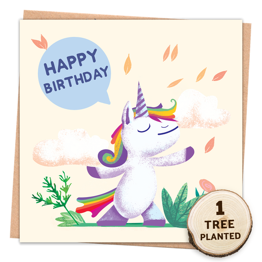 Happy Birthday Unicorn Card - Eco-Friendly with Seed Token